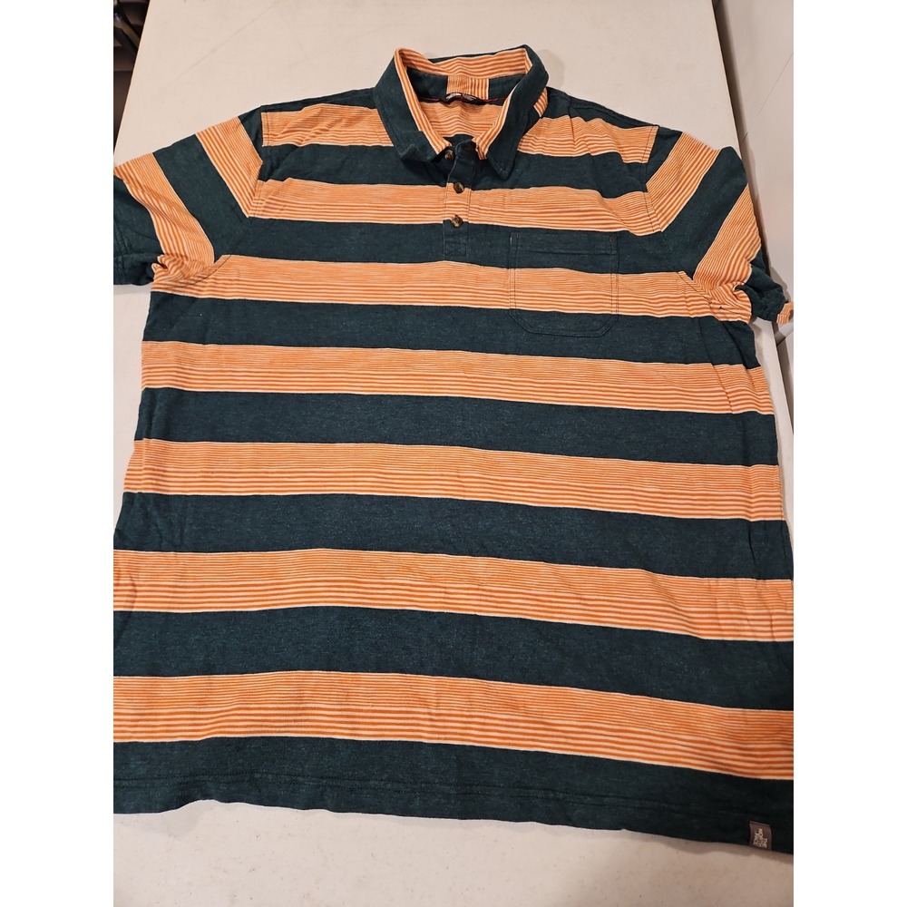 The North Face Polo Mens XXL Green/Orange Striped Golf Shirt Pocket T-shirt(1199